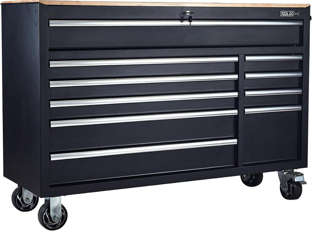 Tool Chest Cabinet, Large Capacity Metal Tool Box with Wheels and Cylinder Locking, Roll Around Storage Organizer Tool Cart for Garage, Redtool cabinets on Wheels (Black, 6-Drawer)