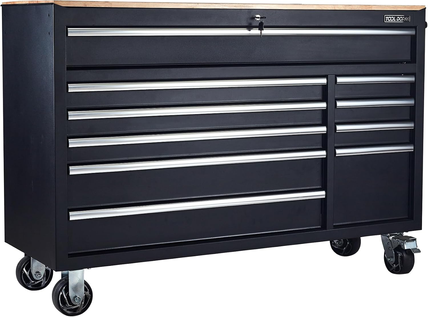 Tool Chest Cabinet, Large Capacity Metal Tool Box with Wheels and Cylinder Locking, Roll Around Storage Organizer Tool Cart for Garage, Redtool cabinets on Wheels (Black, 6-Drawer)