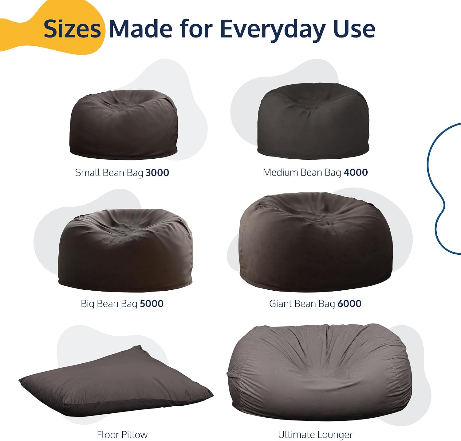 ULTIMATE SACK 5000 5-Foot Bean Bag Chair with Footstool, Grey Suede Cover – Oversized Foam Lounger, Floor Seat, Small Sofa, or Couch Bed for Living Area, Gaming Room, or Reading Lounge