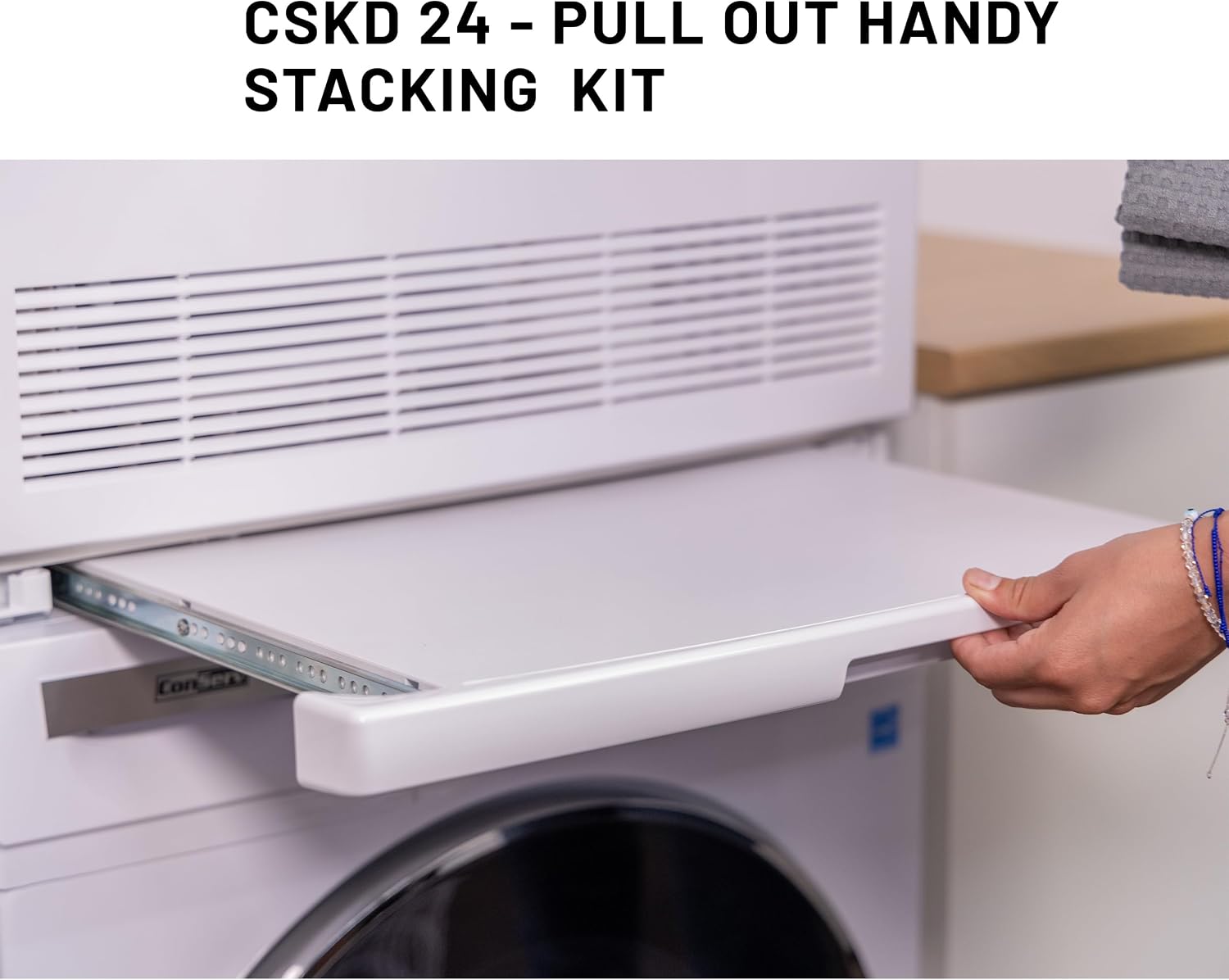 Conserv Front Load Washer & Condensing Dryer, 2.2 cu ft Washer (110V) + 4 cu ft Dryer (220/240V), ENERGY STAR, 15 Cycles, Stainless Steel Drum, LED Display, Compact Laundry Pair (White +Stacking Kit)