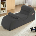 ijuicy 25' Wide Ergonomic Stretch Yoga Chair, Modern Floor Relax Chaise Lounge Chair with Adjustable Headrest, Waist Support Cushion, Movable Footrest & Side Pockets-Light Grey