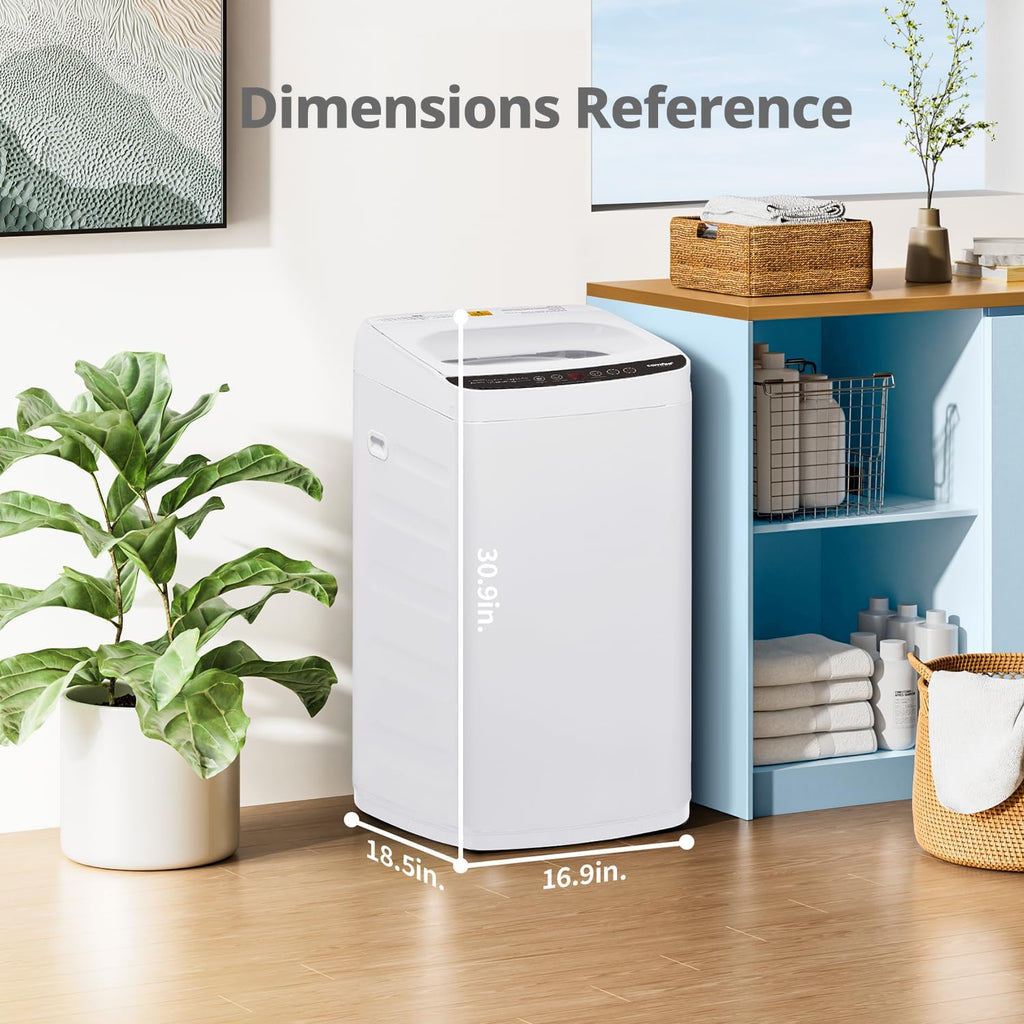 COMFEE' Portable Washing Machine, 0.9 cu.ft Compact Washer With LED Display, 5 Wash Cycles, 2 Built-in Rollers, Space Saving Full-Automatic Washer with wheels