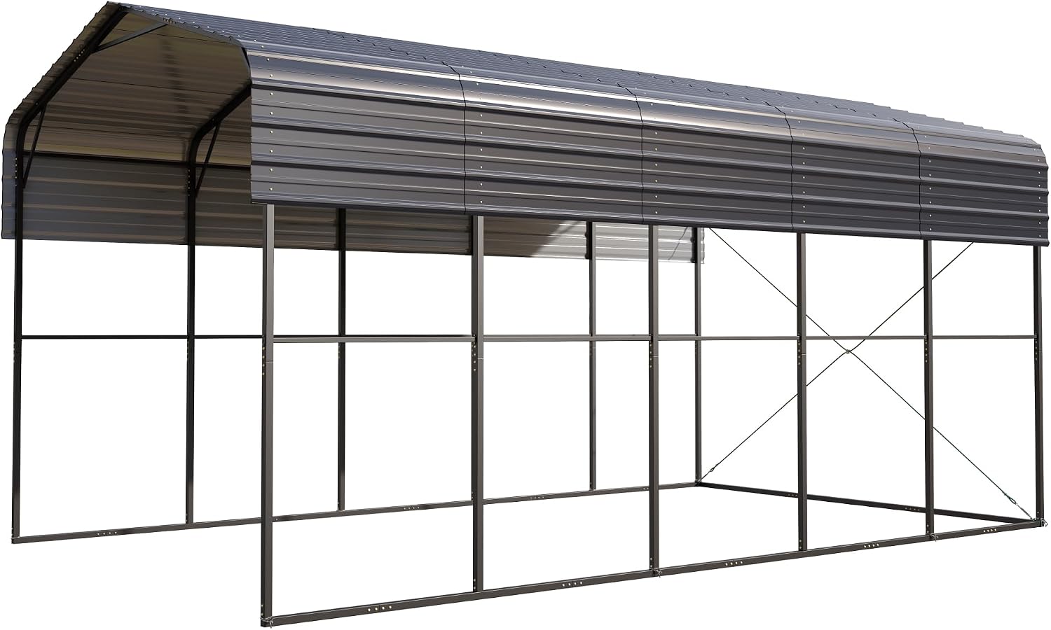 GREEN PARTY 14 x 25 x 13 ft Metal RV Carport Kits with Galvanized Steel Roof, Heavy Duty 2 Car Outdoor Car-Shed Canopy, Car Tent Metal Garage Shelter for RV, SUV, Truck, Tractors and Boats, Gray