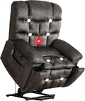 IOMOR Power Lift Recliner Chair for Elderly with Vibration Massage and Lumbar Heating, Overstuffed Electric Lift Chair with 2 Side Pockets and Cup Holders, USB & Type-C for Living Room, Dark Gray