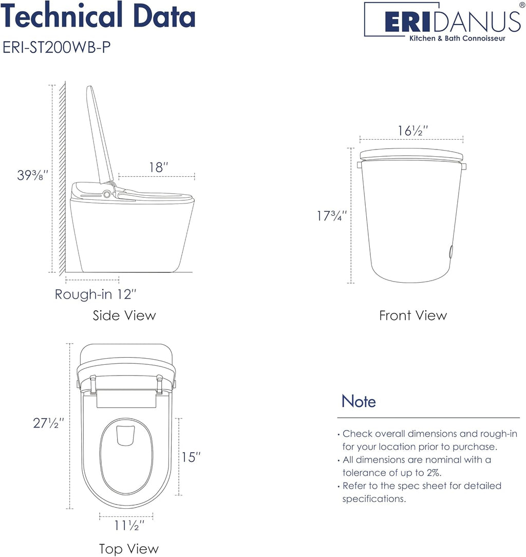 Smart Toilet with Bidet Built in, Eridanus One Piece Bidet Toilet for Bathrooms, Warm Water Wash & Dryer, Foot Sensor Flush, Elongated Heated Seat, Auto Open/Close with Digital Display, White & Black