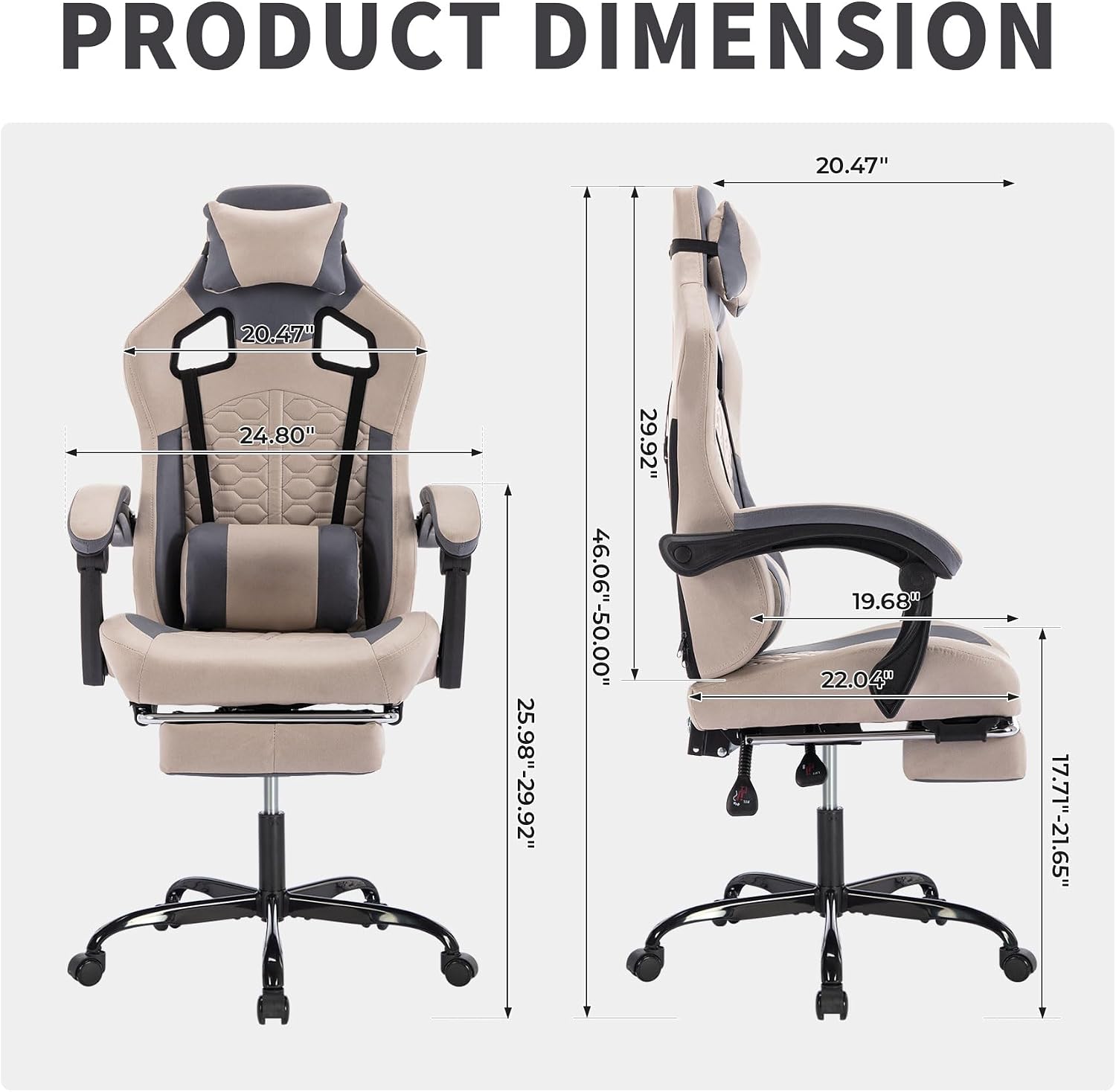 Gaming Chair with Massage and Footrest, Ergonomic High Back PC Racing Chair, 300LBS Capacity with Adjustable Lumbar Support & Headrest for Office and Desk (Model A, Grey)