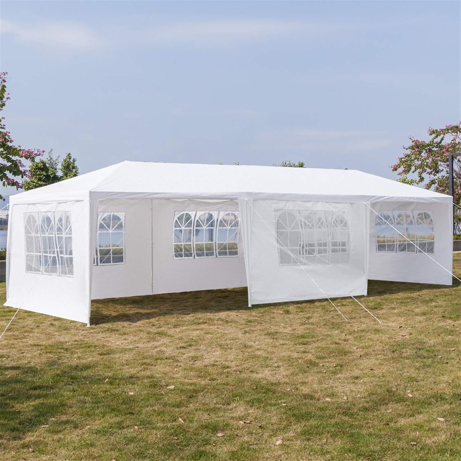 Party Tent Outdoor Gazebo - 10x30 Heavy Duty Canopy Tent Portable Shade Canopy Patio Camping Gazebo with 8 Sides Wall,White Tents Sun Shelter
