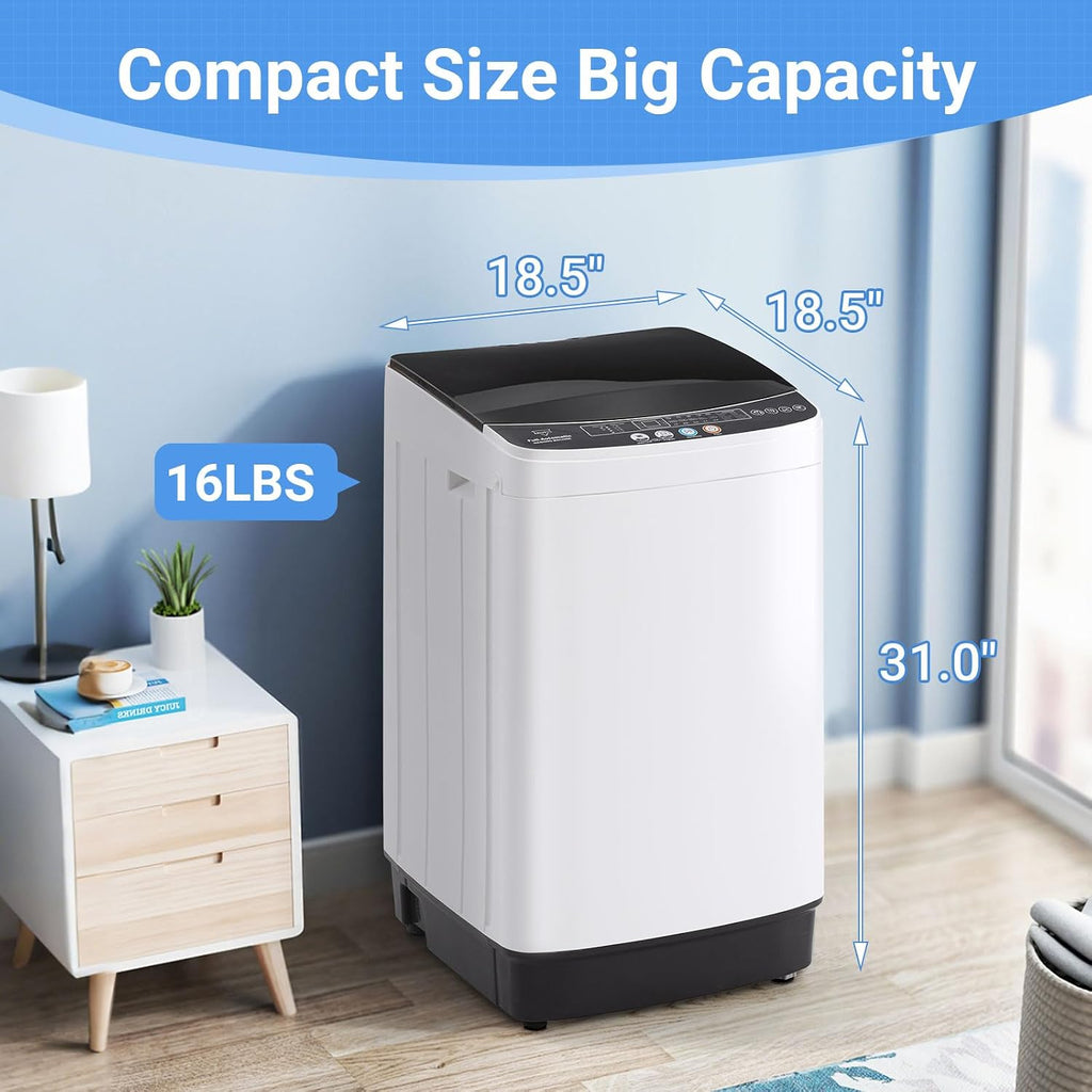 Erivess 2.0 Cu Ft Compact Washing Machine, 16 lbs Portable Washing Machine with 8 Wash Programs, Compact Laundry Washer for Homes & Apartments, Dorm, Small Spaces