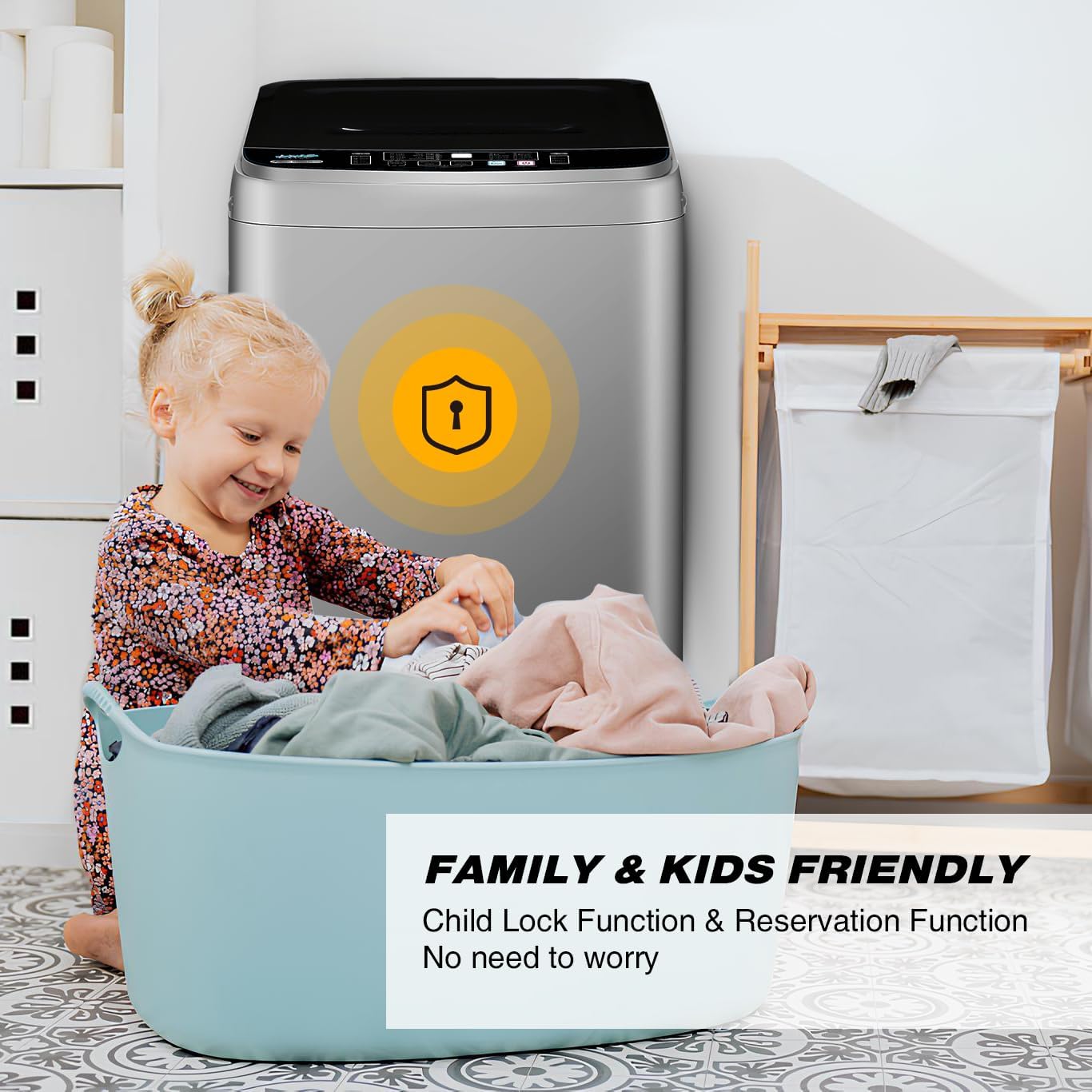Portable Washing Machine, 17.7lbs Full-Automatic Small Washing Machine for Apartment, 10 Wash Programs with Drain Hose Dorm Size Portable Washer for RV, Home, College, Grey