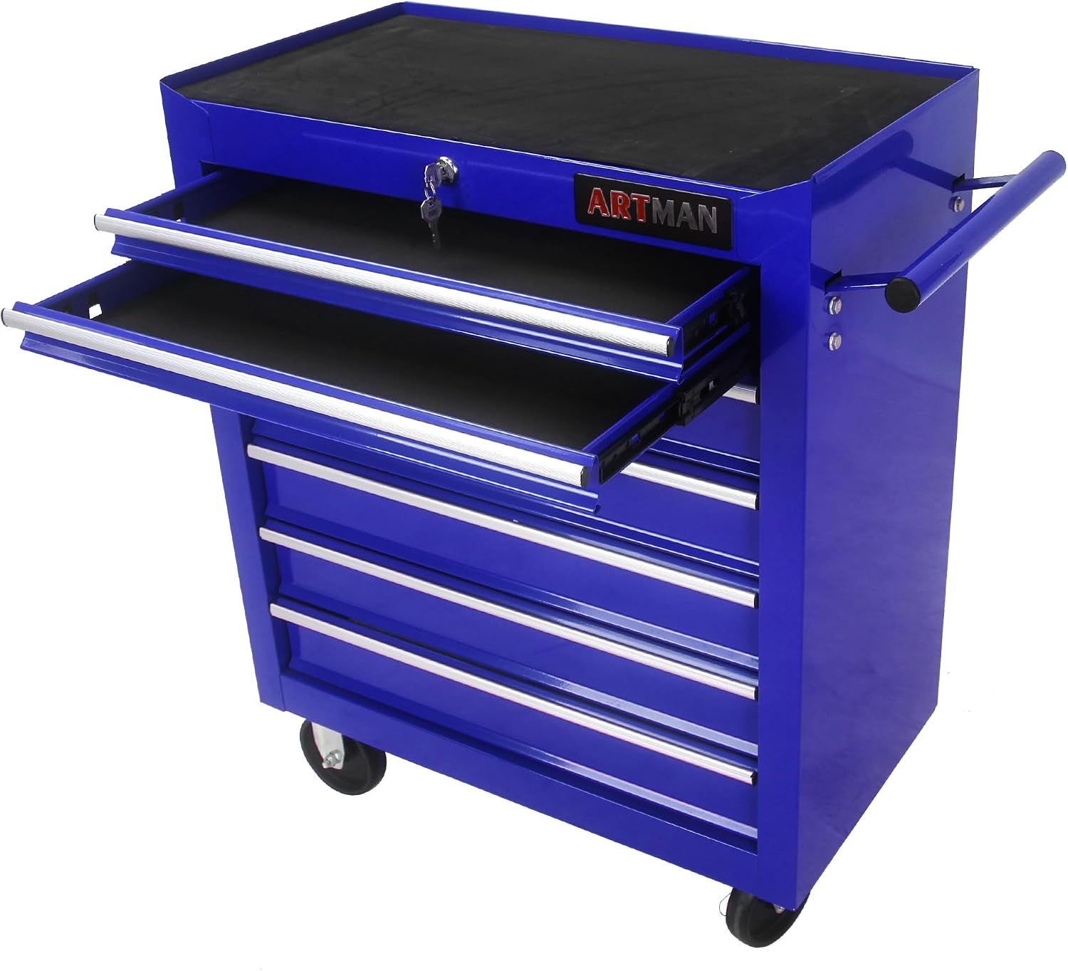 7 Drawer Tool Cart: Multifunctional US General Tool Box on Wheels and Rolling Toolbox (Blue)