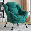Lazy Chair for Living Room, Large Dark Green Accent Chair with a Throw Pillow, Leisure Sofa Chair Set, Comfy Reading Chair for Bedroom, Dorm Room, Office