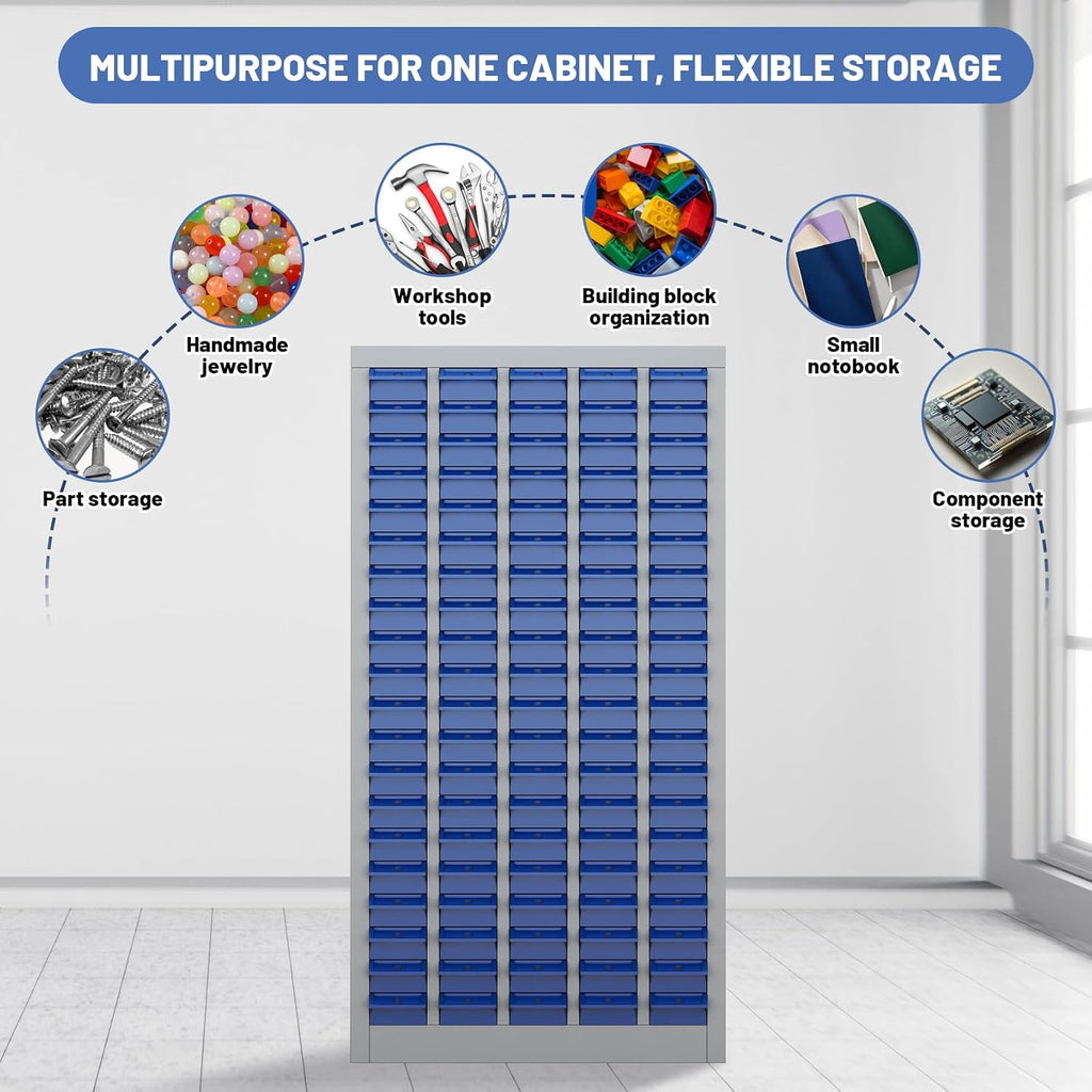 Part Cabinet with 100 Drawers Nuts Bolts Screw Nail Bins Tool Storage Cabinet Legos Drawer Benchtop Drawer for Garage Organization, Lego Storage, Teacher Toolbox, Makeup Organizer, Shop