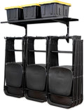StoreYourBoard Chair Storage Rack with Storage Shelf – Folding Chair Rack for Home & Garage Organization, Chair Hangers for Folding, Beach, Patio & Camping Chairs, Heavy Duty Steel, Holds 300 lbs