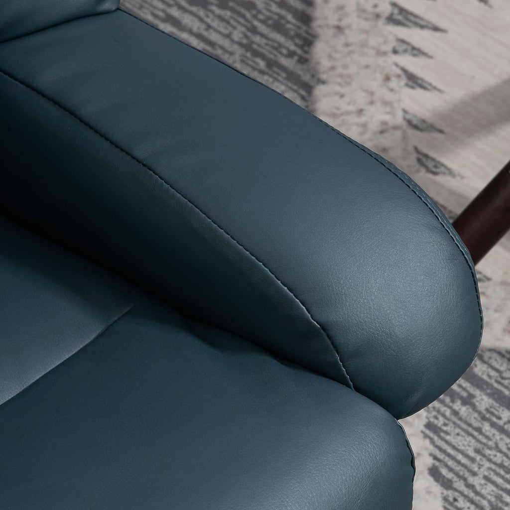 HOMCOM Massage Recliner Chair with Ottoman, 360° Swivel Recliner and Footstool, 10 Point Vibration, PU Leather Reclining Chair with Side Pocket and Remote Control, Blue