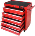 5 Large Drawers Rolling Tool Cart on Wheels, Trolley Organizer Tool Case Tool Chest, Multifunctional Tool Storage Tool Box for Workshop, Garage, Warehouse RED