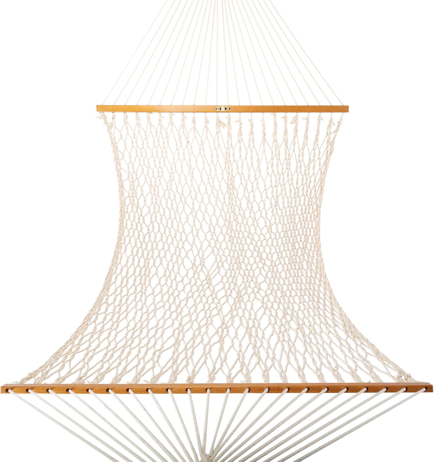 Original Pawleys Island Large Oatmeal DuraCord Rope Hammock – 13 ft. x 55 in., 2-Person, 450 lb Capacity, Oak Spreader Bar, Zinc-Plated Hardware, Handcrafted in the USA