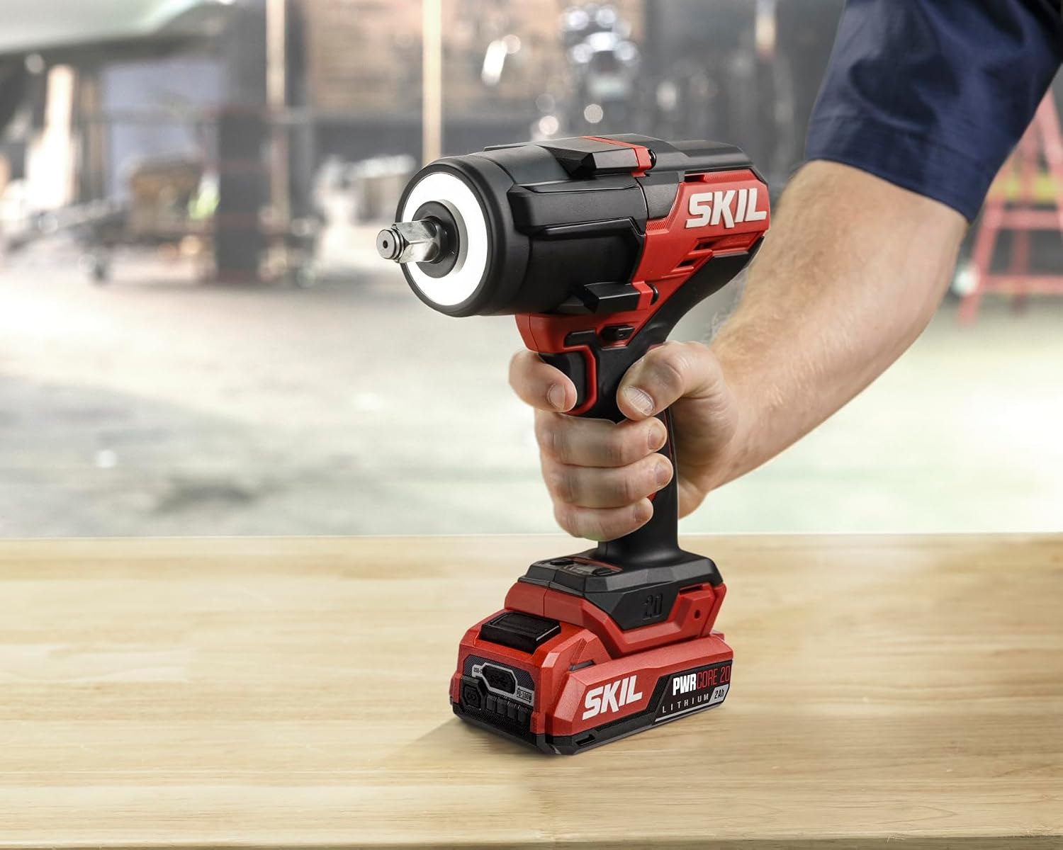 SKIL PWR CORE 20 Brushless 20V 1/2-Inch Mid-Torque Impact Wrench with Three Speed Selection, Includes 2.0Ah USB-C Battery and 45W USB-C Charger - IW5761B-1C