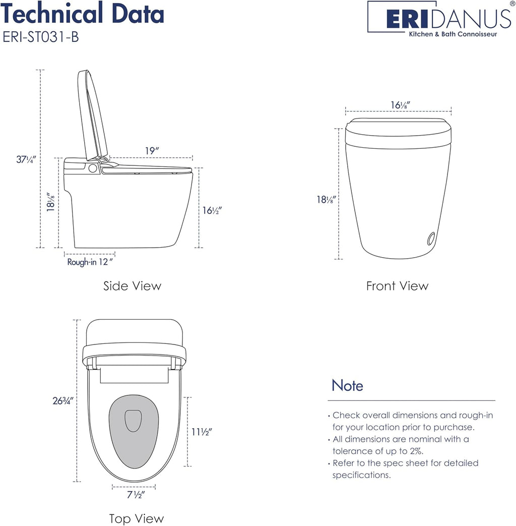 Smart Toilet with Auto Flush and Heated Seat, No Bidet, Foot Sensor Flush, Pre-Wetting, Soft Close Lid, Night Light, Tankless One-Piece Design