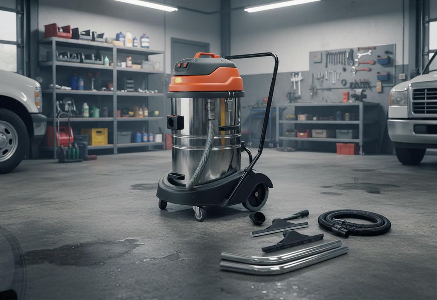 Industrial Wet/Dry Vacuum Cleaner | 2 Motors | 2000 Watt Power | 225 CFM | 21-Gallon Capacity JM773