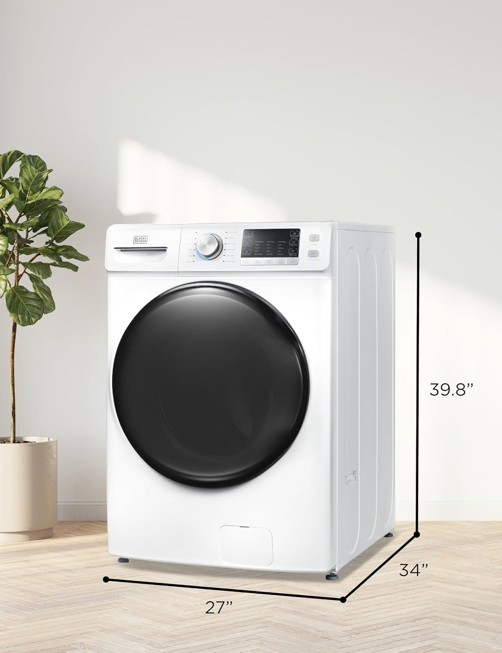 BLACK+DECKER 4.5 Cu. Ft. Front Load Washer, Full Size Washing Machine with 12 Cycles, ENERGY STAR certified Washer Machine, Hot & Cold Inlet Hoses, LED Display, 120V, BFLW45M, White