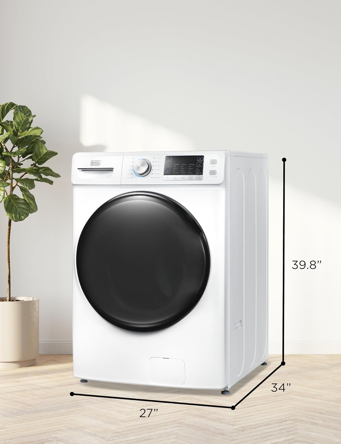 BLACK+DECKER 4.5 Cu. Ft. Front Load Washer, Full Size Washing Machine with 12 Cycles, ENERGY STAR certified Washer Machine, Hot & Cold Inlet Hoses, LED Display, 120V, BFLW45M, White