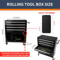 4-Drawer Black Tool Box on Wheels, Rolling Tool Cart, Lockable Home Repair Tool Storage Organizer for Mechanic, Garage