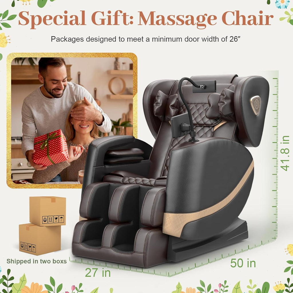 FURNIMAT 2026 Massage Chair Full Body, Zero Gravity Massage Chair with 10 Fix Rollers, Airbags, Heating, Foot Massage, Auto Modes, Bluetooth Speaker, Smart Screen Controller(Upgraded Version)