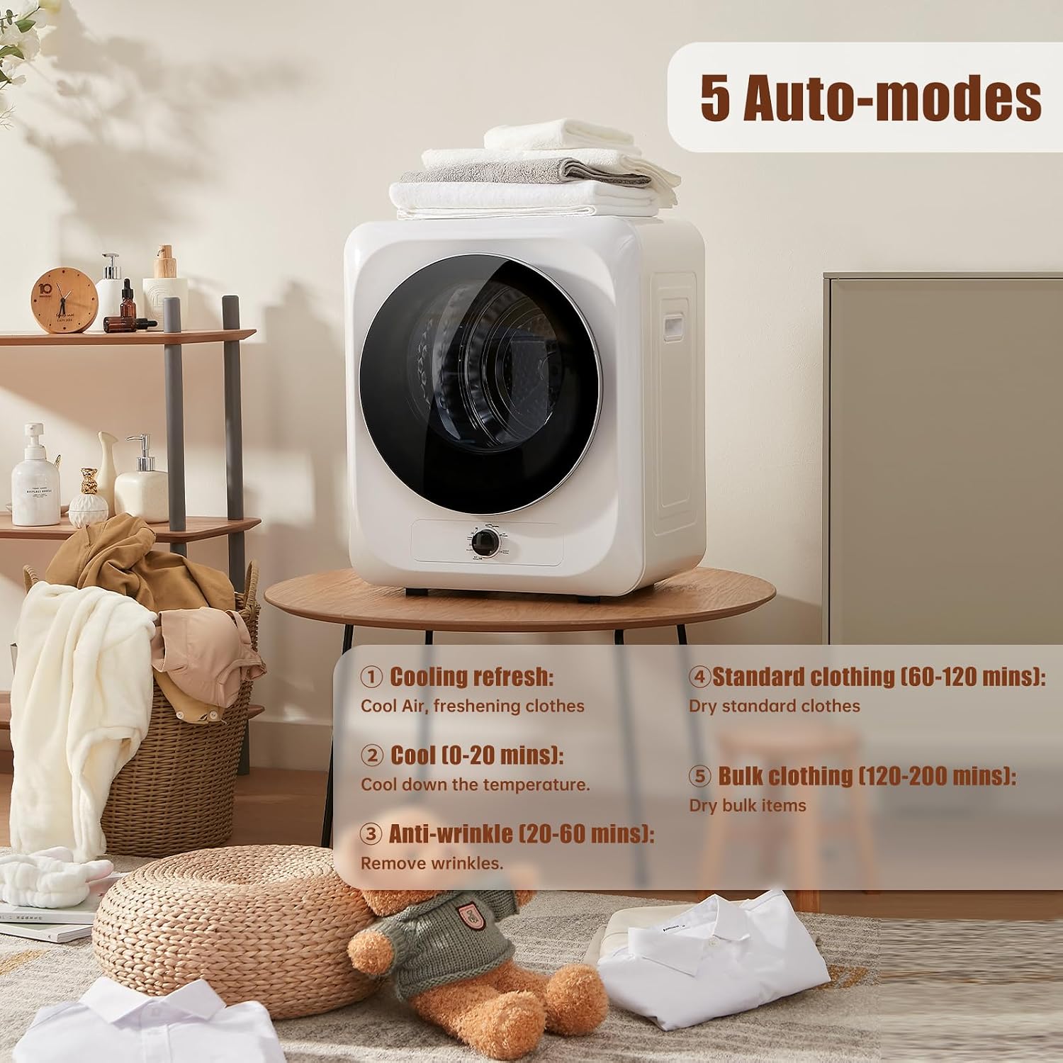 Auertech Portable Washer and Dryer Combo Set, 18 lbs Fully Automatic Washing Machine, 1.5CuFt Portable Dryers, Compact Washer and Dryer for Apartment, RV, Dorm