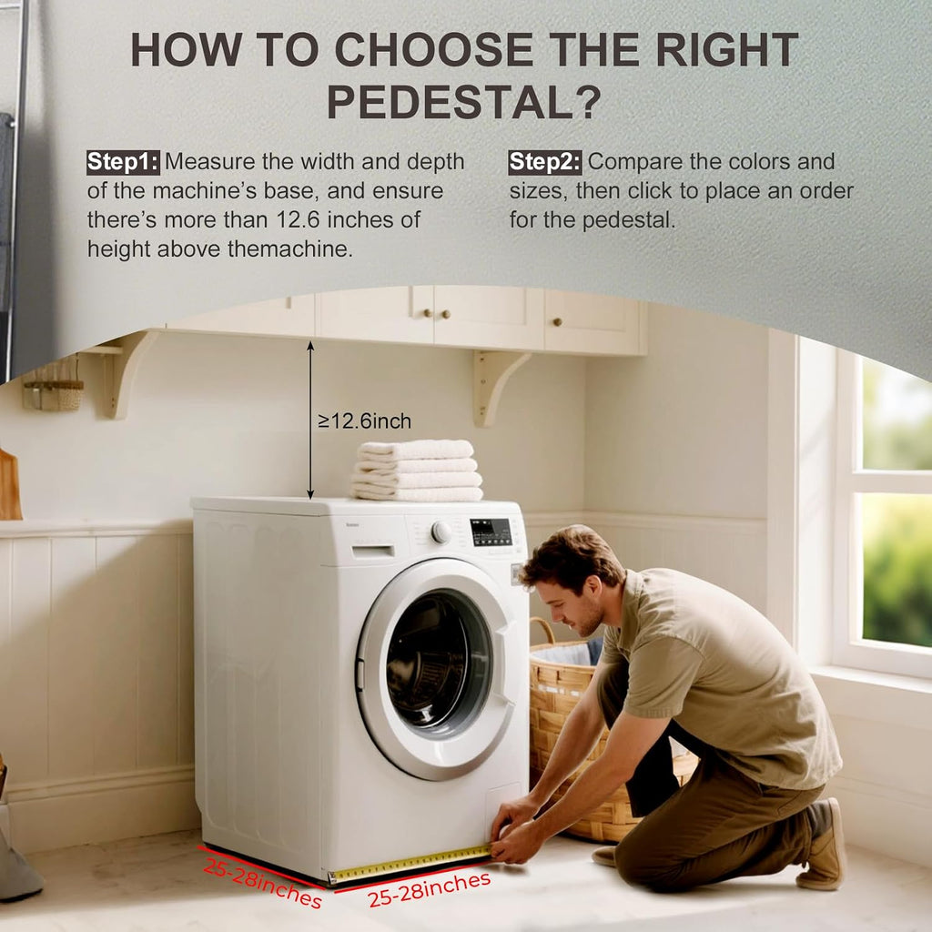 28' Washer and Dryer Pedestals Set of 2 ,Laundry Pedestal for Washer and Dryer , Alloy Steel Washing Machine Stand Raiser, Washer and Dryer Stand 12.6'' Height White