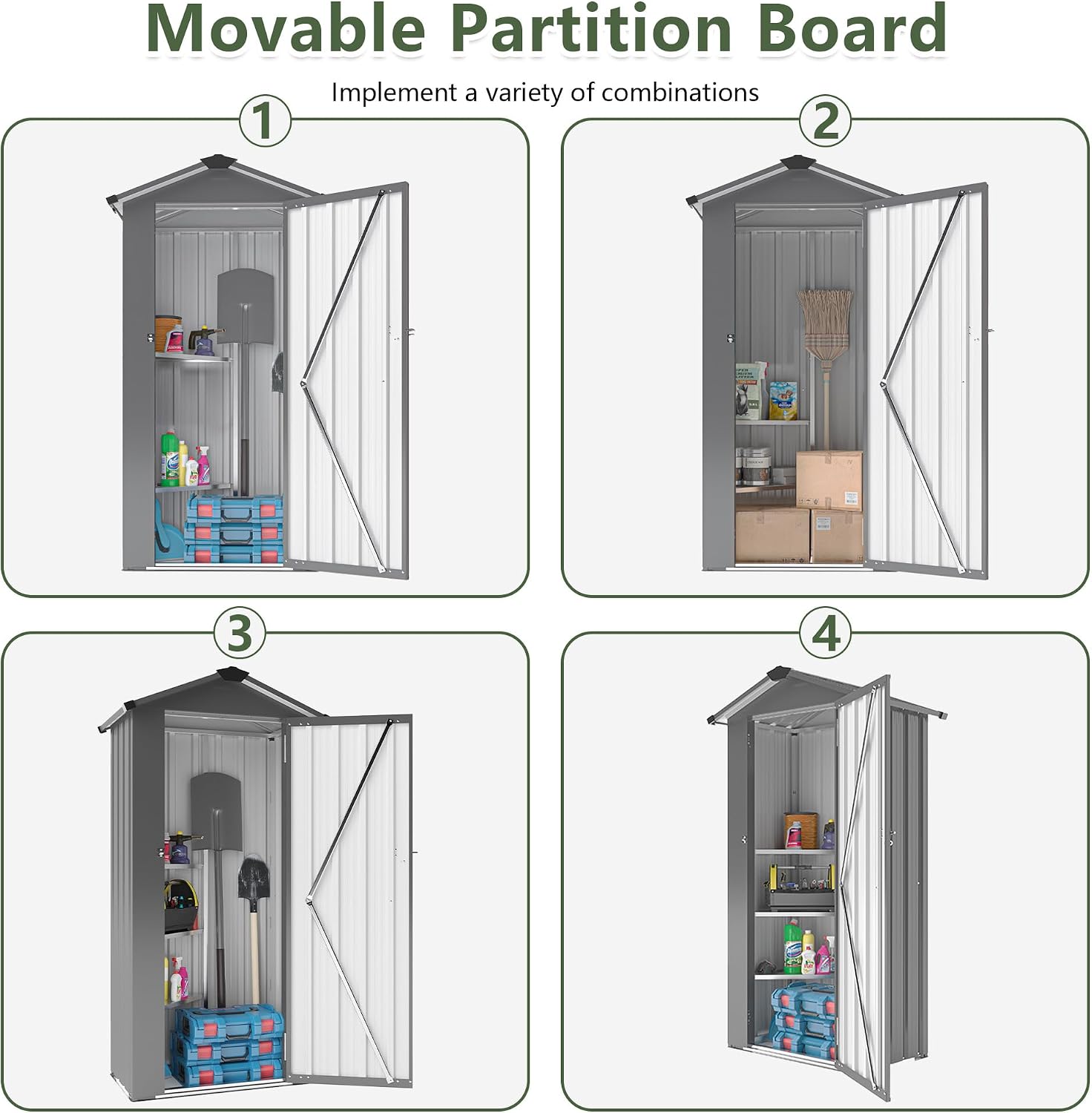 Metal Garden Storage Shed with Lockable Door, Garden Tool Shed with Adjustable Shelves (Black)