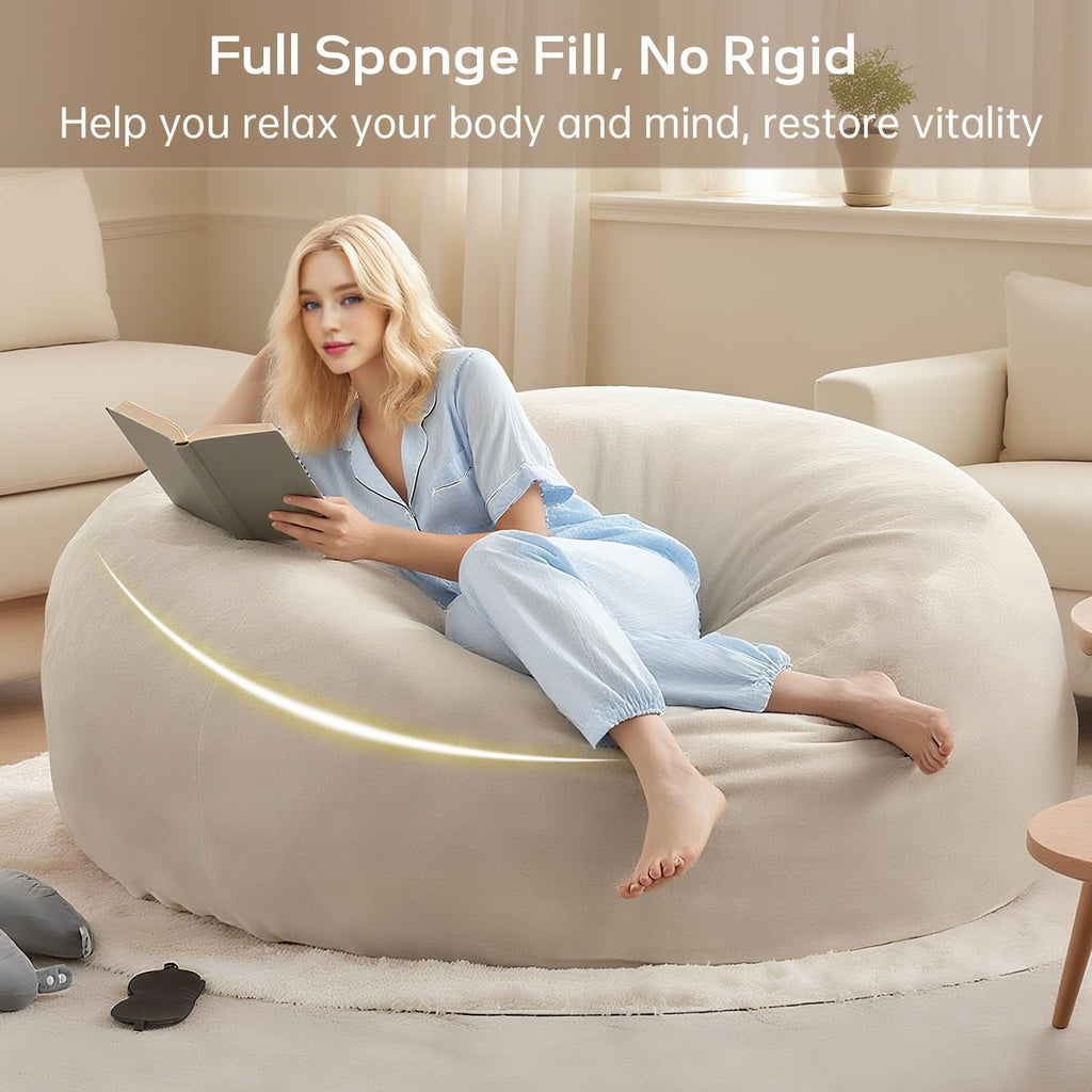 Giant Bean Bag Chairs for Adults,5FT,Bean Bag Chair with Filler Included,Highly Resilient Memory Foam Chair,Jumbo Bean Bag,Suitable for Bedroom and Dormitory Game Chair. (Apricot, 5 Foot)