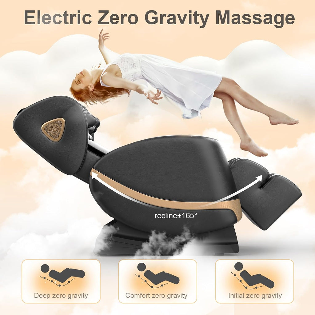 FURNIMAT 2026 Massage Chair Full Body, Zero Gravity Massage Chair with 10 Fix Rollers, Airbags, Heating, Foot Massage, Auto Modes, Bluetooth Speaker, Smart Screen Controller(Classic Black)