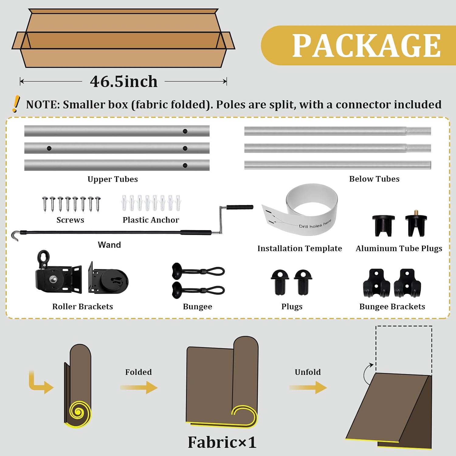 Shade&Beyond Custom Size Outdoor Roller Shade 10' W x 8' H, Cordless Easy to Install Retractable Blinds for Patio Porch Pergola Gazebo, Grey
