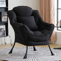 Lazy Chair for Living Room, Large Black Accent Chair with a Throw Pillow, Leisure Sofa Chair Set, Comfy Reading Chair for Bedroom, Dorm Room, Office
