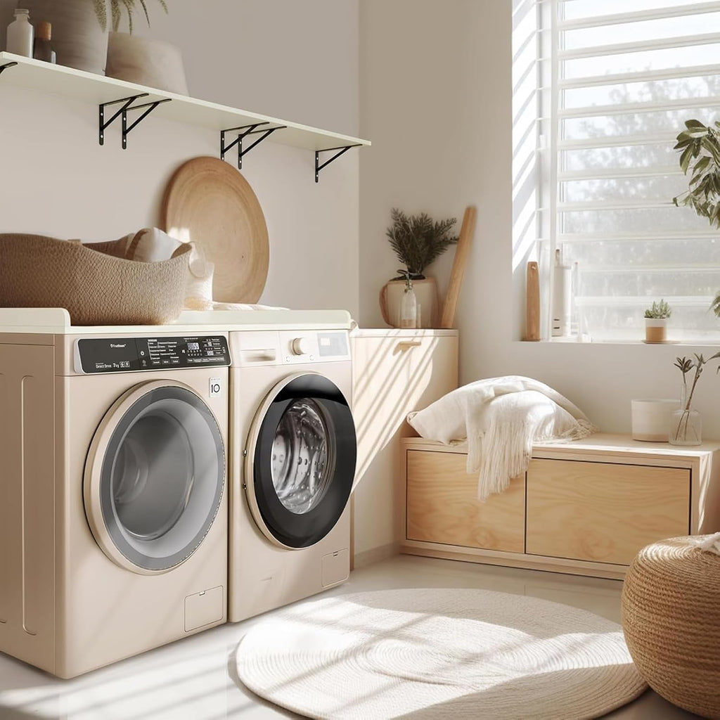 Kaboon Washer Dryer Countertop, Melamine Countertop with Edge Rails - 27.5' Depth x 54' Width Laundry Room Organization, White