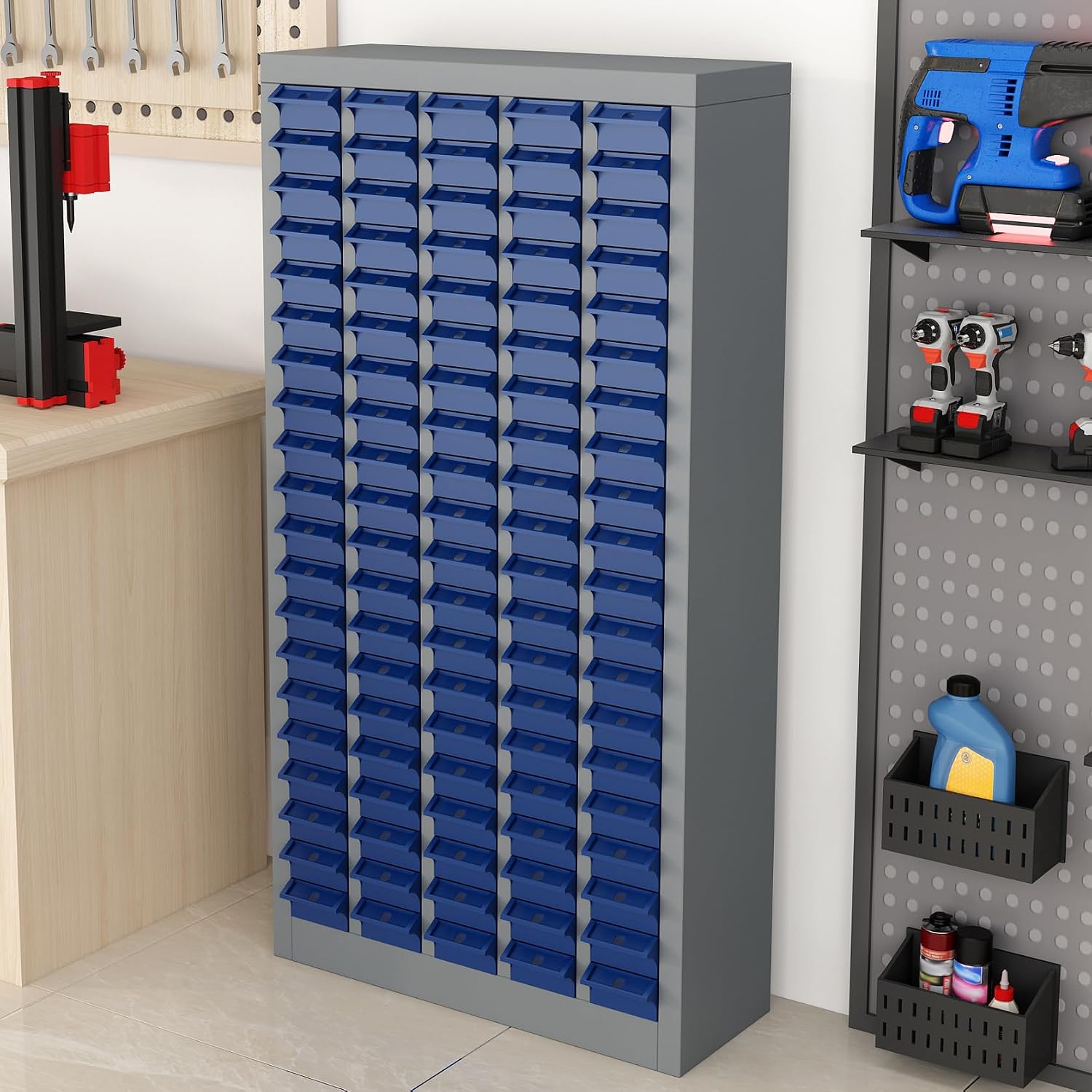 Part Cabinet with 100 Drawers Nuts Bolts Screw Nail Bins Tool Storage Cabinet Legos Drawer Benchtop Drawer for Garage Organization, Lego Storage, Teacher Toolbox, Makeup Organizer, Shop