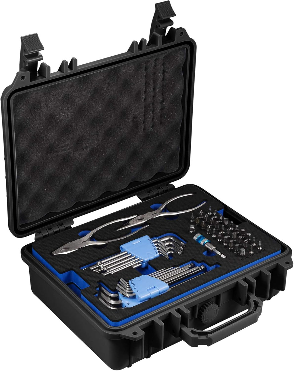 Powerbuilt 83 Pc. 420J2 Stainless Steel Marine Boat Repair Tool Set, Drivers, Pliers, Wrenches, Mallet, Bit Driver/Bits, Sockets, Watertight Shock Resistant Case with Lift-Out Foam Tool Trays - 642411