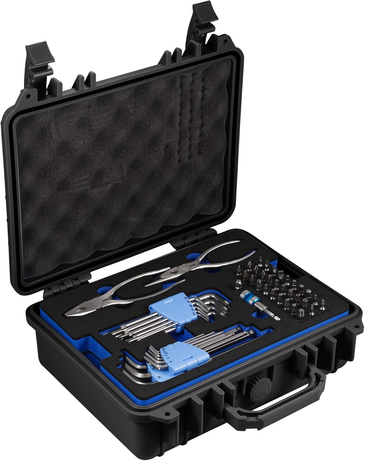Powerbuilt 83 Pc. 420J2 Stainless Steel Marine Boat Repair Tool Set, Drivers, Pliers, Wrenches, Mallet, Bit Driver/Bits, Sockets, Watertight Shock Resistant Case with Lift-Out Foam Tool Trays - 642411