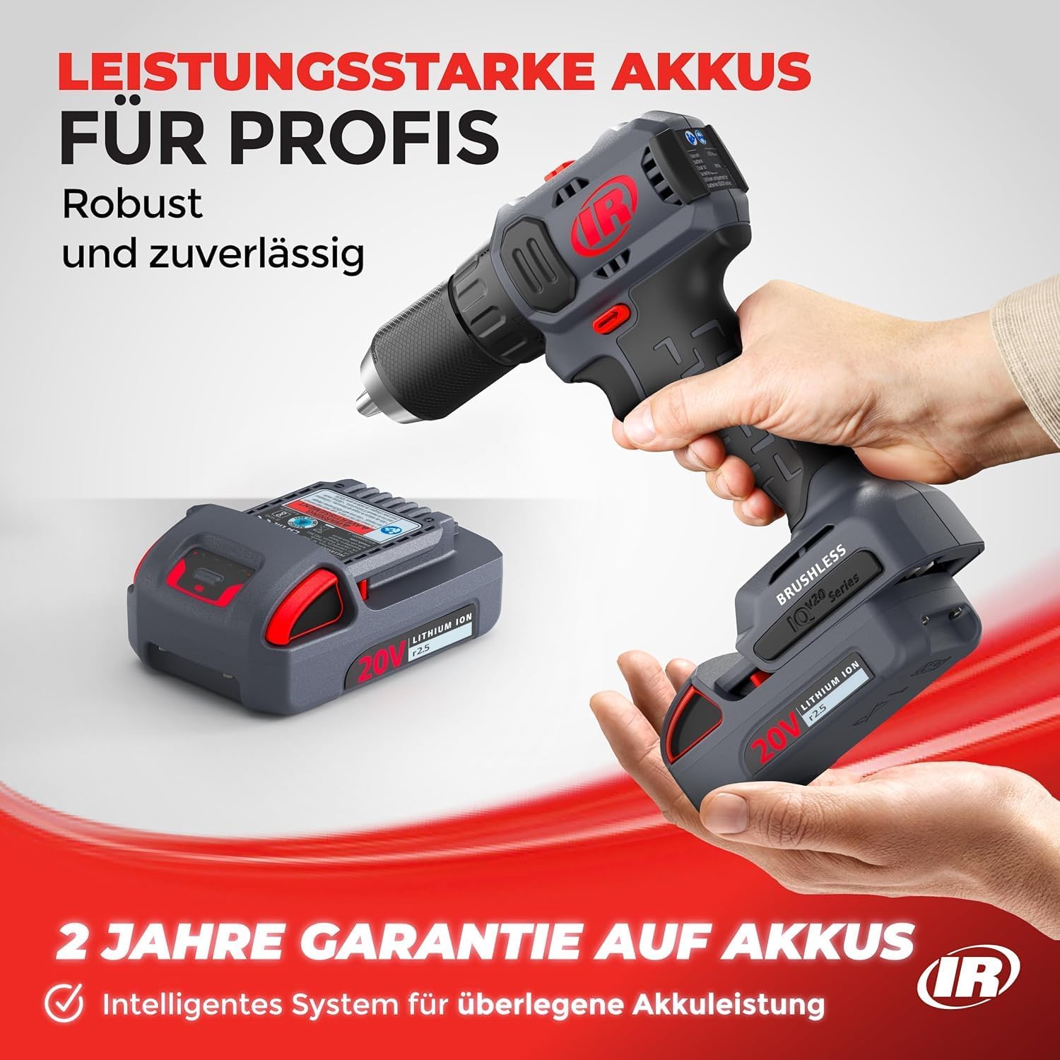 Ingersoll Rand D3141 1/2' 20V Cordless Compact Drill Driver Bare Tool, 450 in-lb Torque, Keyless Chuck, Pistol Grip