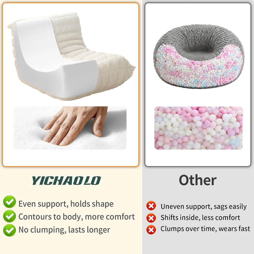 Bean Bag Chairs for Adults, Lazy Sofa Chair with Memory Foam Teddy Velvet Fabric, Large Beanbag Sofa Chair for Bedroom Living Room Dorm Office (White)