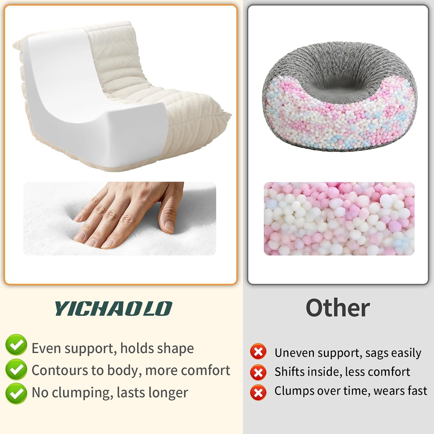 Bean Bag Chairs for Adults, Lazy Sofa Chair with Memory Foam Teddy Velvet Fabric, Large Beanbag Sofa Chair for Bedroom Living Room Dorm Office (White)