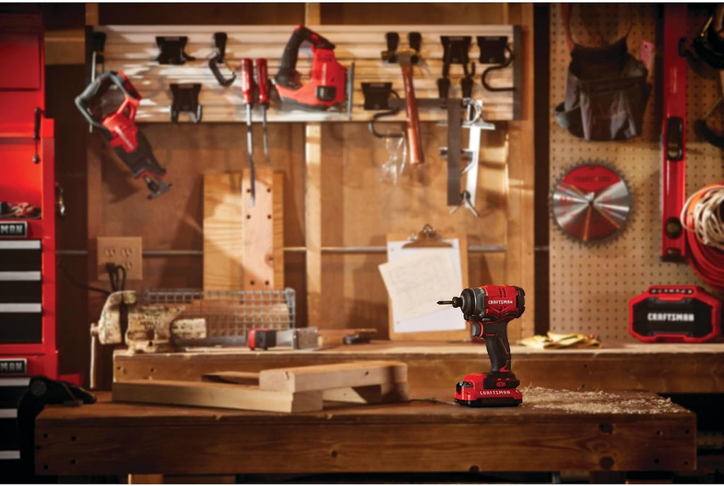 CRAFTSMAN V20 Cordless Impact Driver Kit, 1/4 inch, Battery and Charger Included (CMCF810C1)