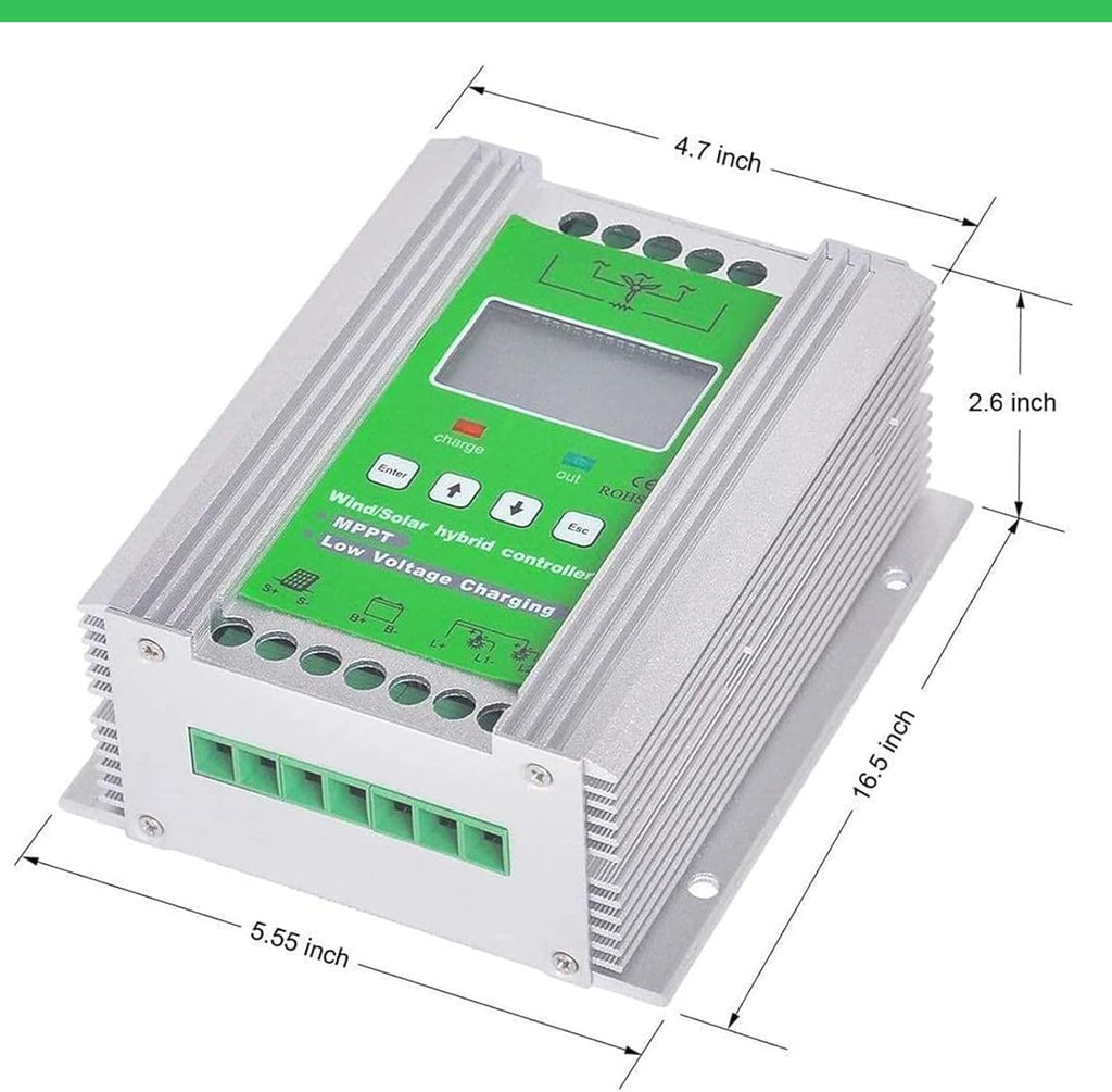 3000W Wind Solar Hybrid Charge Controller for Max 2000W Wind Turbine Generator 1000W Solar Panel Auto MPPT Charge