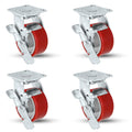 4' X 2' Swivel Casters Heavy Duty Polyurethane Wheel on Steel Hub with Brake 700LB Ea (4) Tool Box