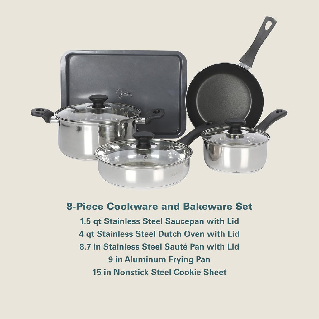 Gibson Home 74 Piece Kitchen in a Box Pots and Pans Cookware, Plates and Bowls Dinnerware, Cutlery Knife Block, Flatware Utensils, Tools & Gadgets, Storage, Glasses Set