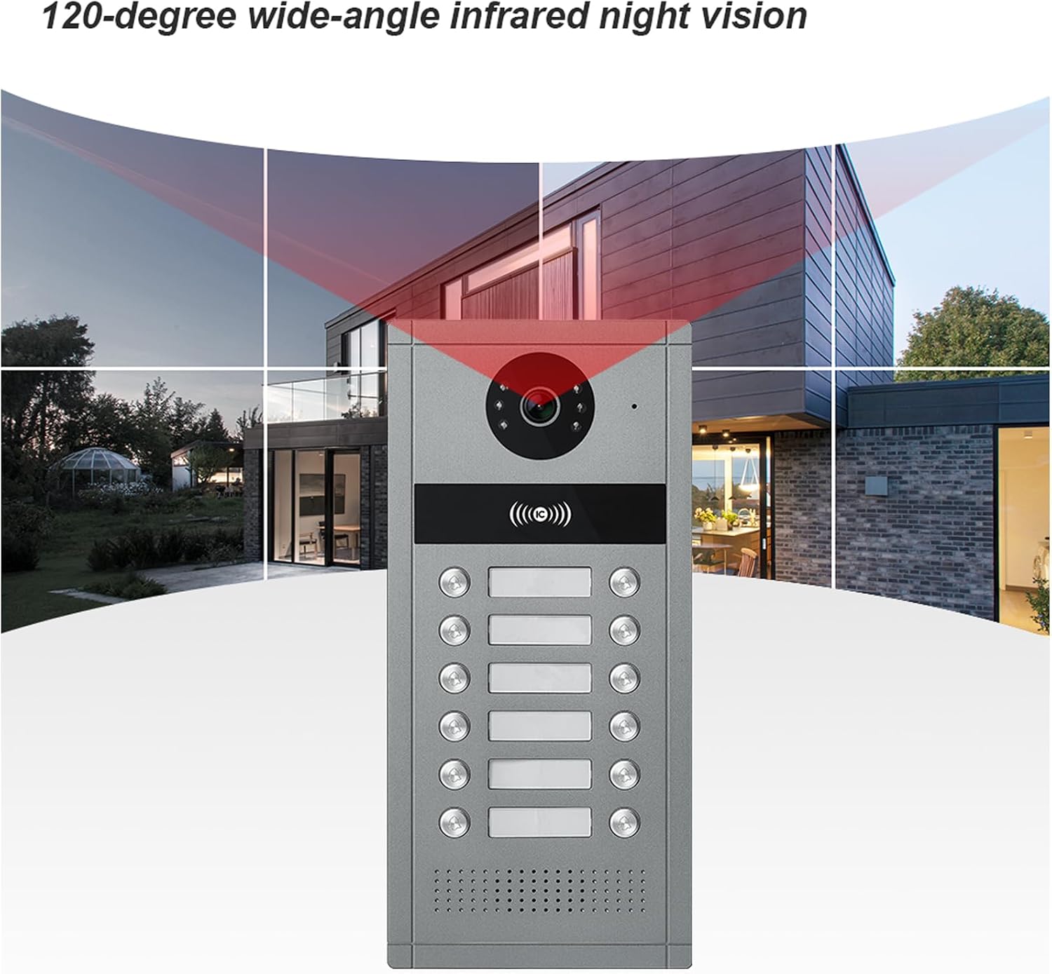 Wired Video Apartment Intercom System,6/12/18/24 Units 7 Inch Monitor 1080P Doorbell Intelligent Doorphone Kit with Motion Detection,Anti-Tamper Alarm,3 in 1 Unlock for Flat House,Tuya (12 Monitor)