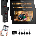Wired Video Doorbell Intercom System 1080P HD Camera 7 inch Monitor Entry Doorphone Door Camera TUYA WiFi Smart Home Door Phone Kits for Apartment Home Villa (2 Doorbell + 3 Monitor)