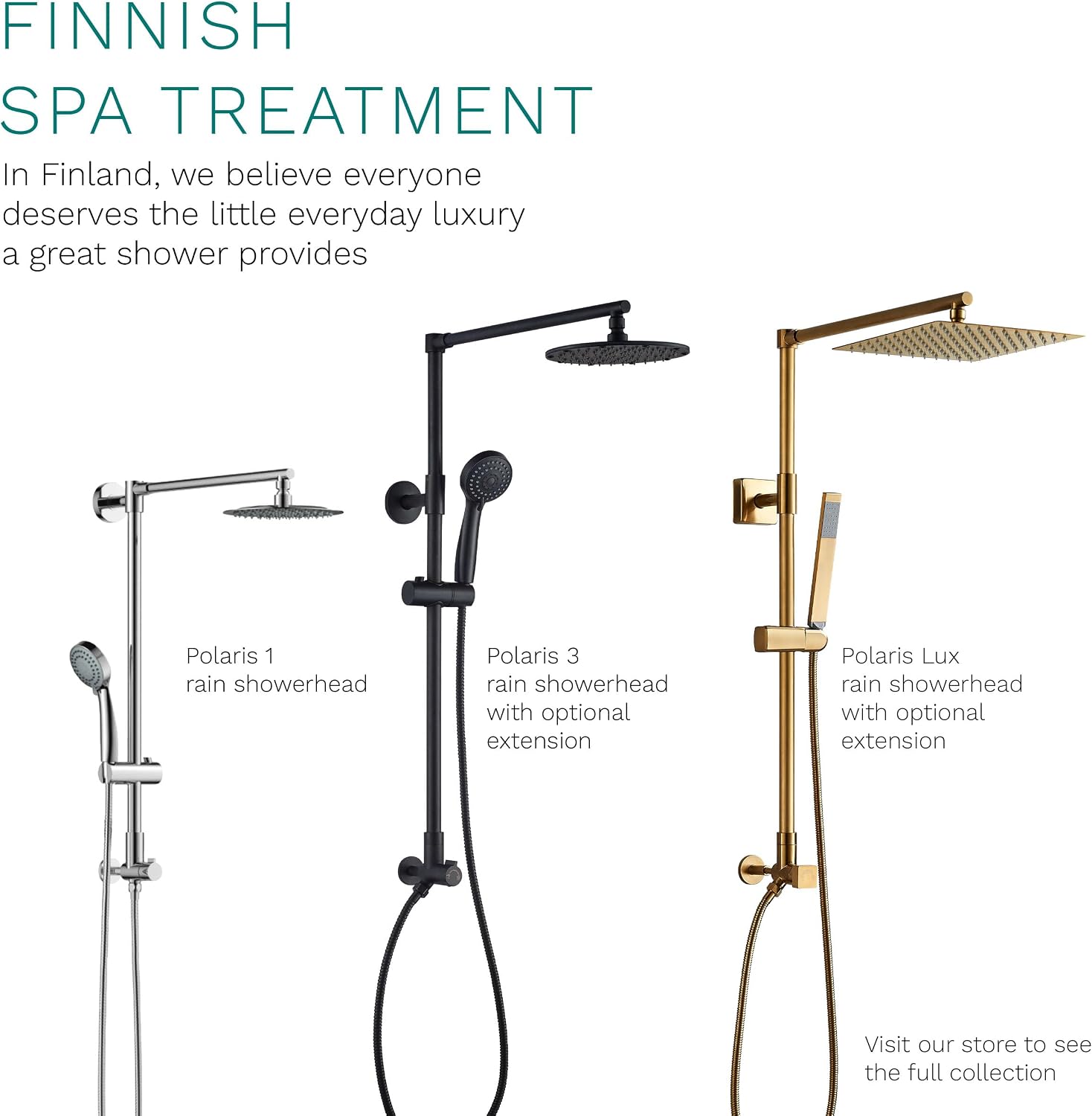Fennocasa Polaris 3 Rain Shower System, 8' Rainfall Shower Head and Handheld Shower Combo, includes 3-Setting Handheld Spray, Height Adjustable Shower Wand Holder, 60' Hose (1.8 GPM Matte Black)
