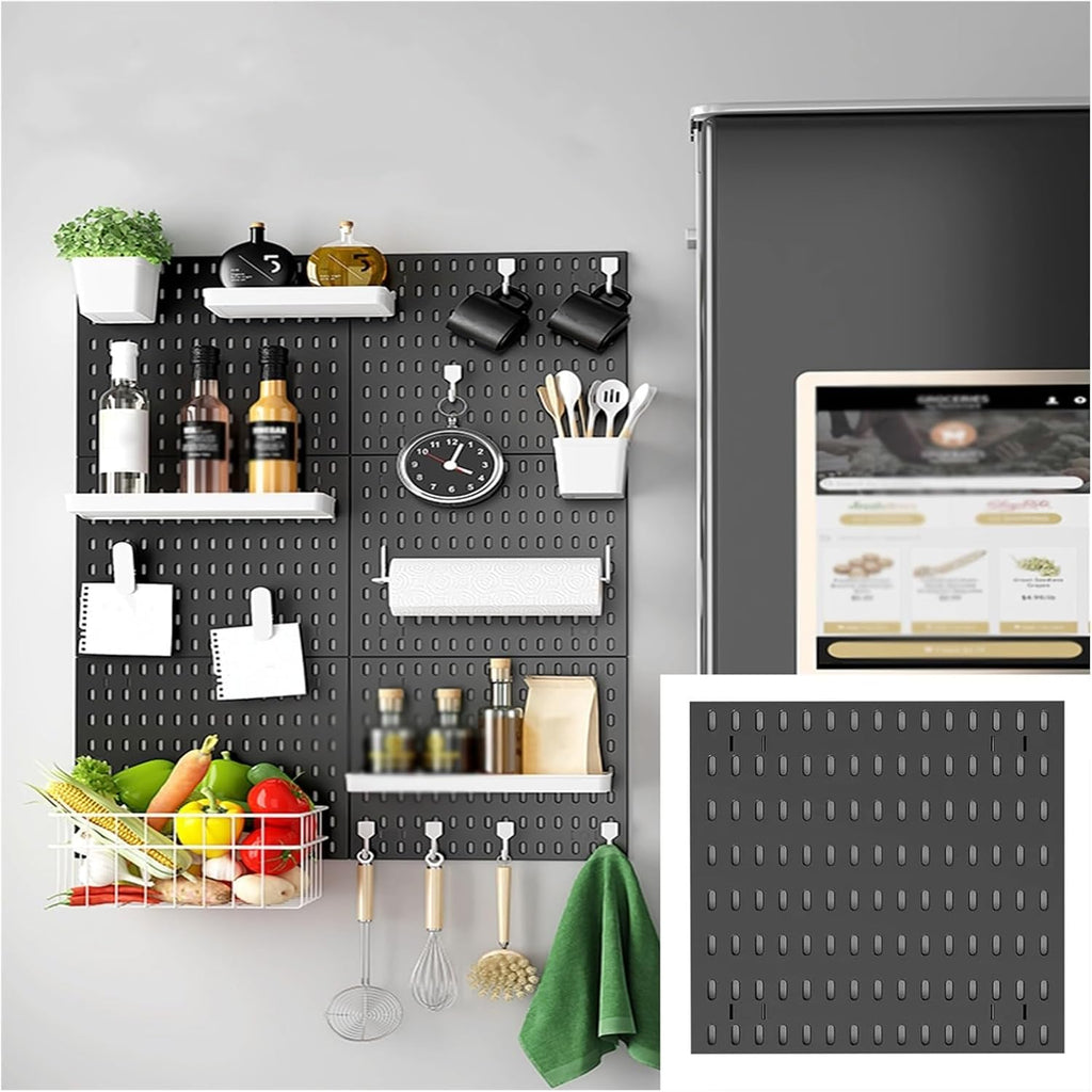 Pegboard Wall Storage Shelf,Plastic Pegboard Tool Organizer,Pegboard Combo Kit,Non-Perforated Pegboard Panels,Multifunctional Nail Board Wall Display Stand for Bedroom Kitchen Peg Board(12x1