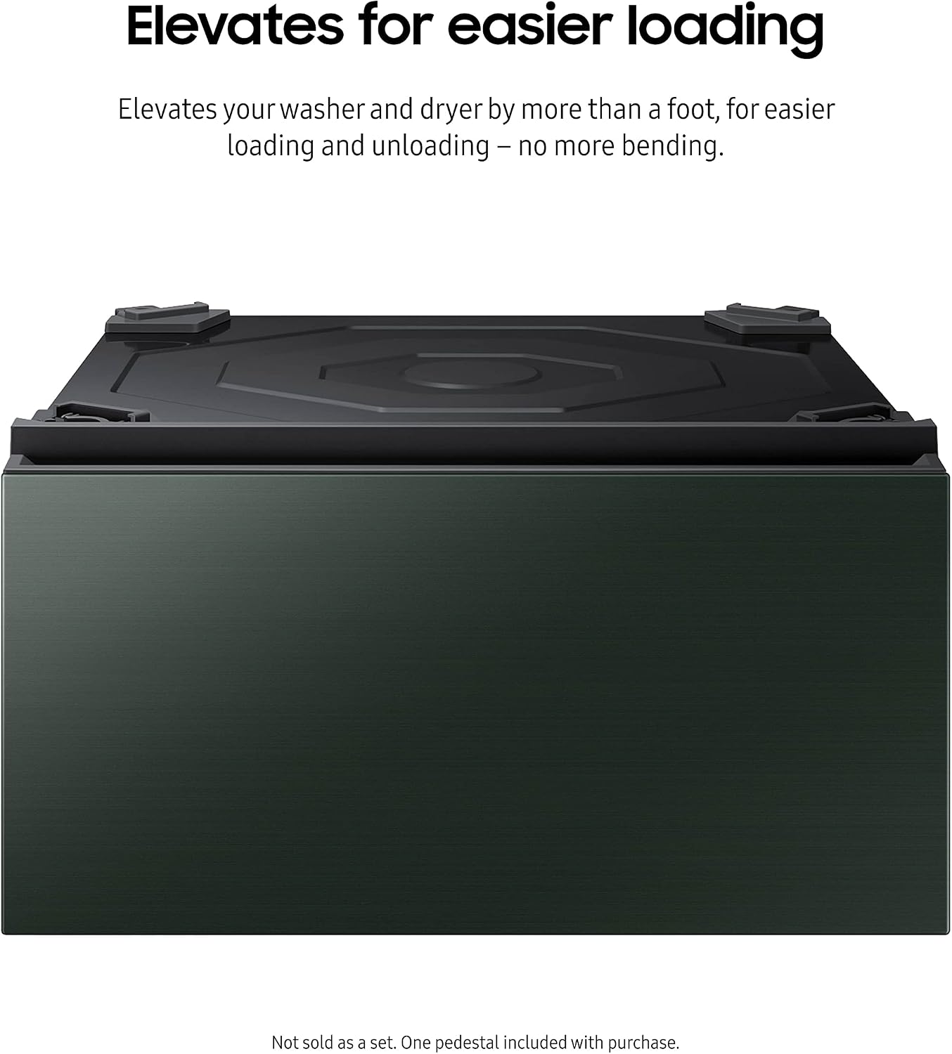 SAMSUNG 27-Inch Bespoke Front Load Washer Dryer Pedestal Stand w/ Pull Out Laundry Storage Drawer, WE502NG, Forest Green